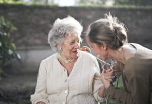 Elderly woman and daughter